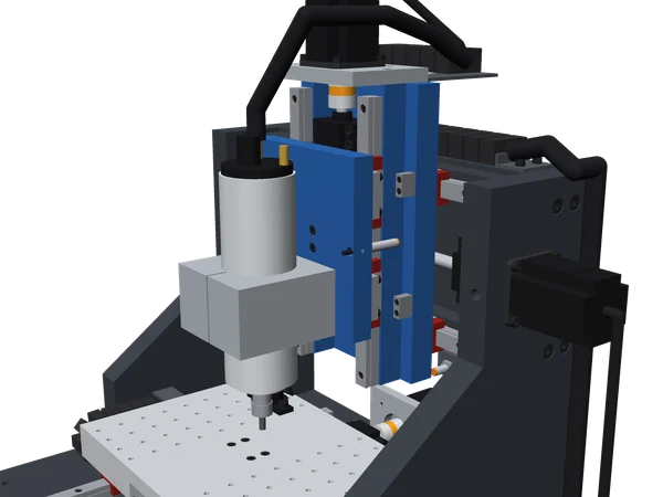 Z axis with the spindle clamp, Z ball screw and closed-loop motor.